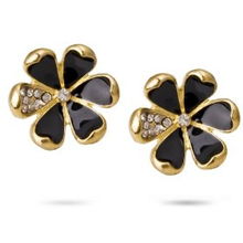 爱情魔法 镶钻黑瓣花合金耳环的日常珠宝魅力